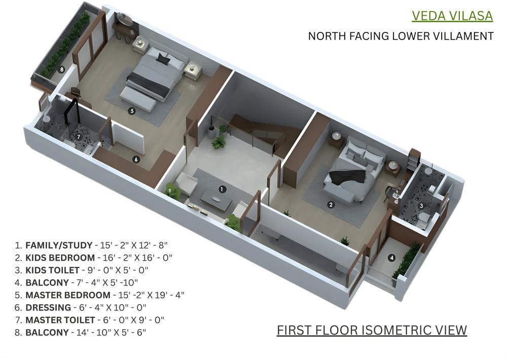 First floor, lower villament (duplex)